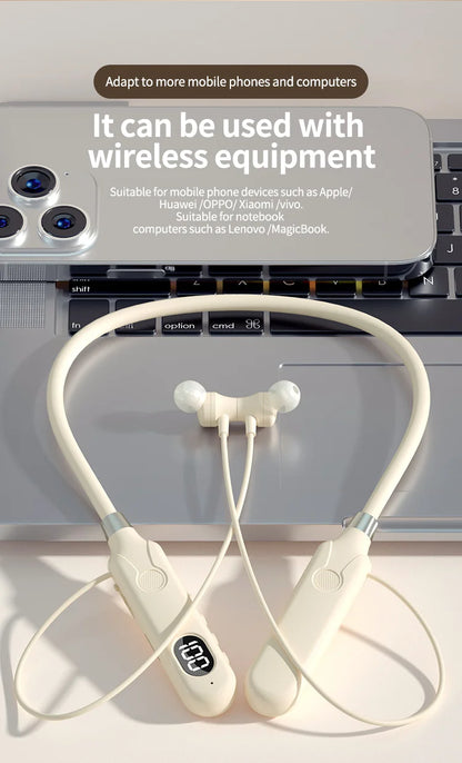 BT-12 Wireless Bluetooth Earphones Sports Headphones Card Insertion Digital Display Noise Cancelling Headset HiFi Music Earbuds