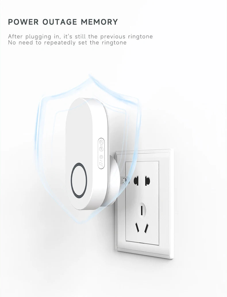Newest Household High Volume Self Powered Wireless Doorbell US/EU/UK Plug Battery Free 60 Songs Waterproof Kinetic Door Bell