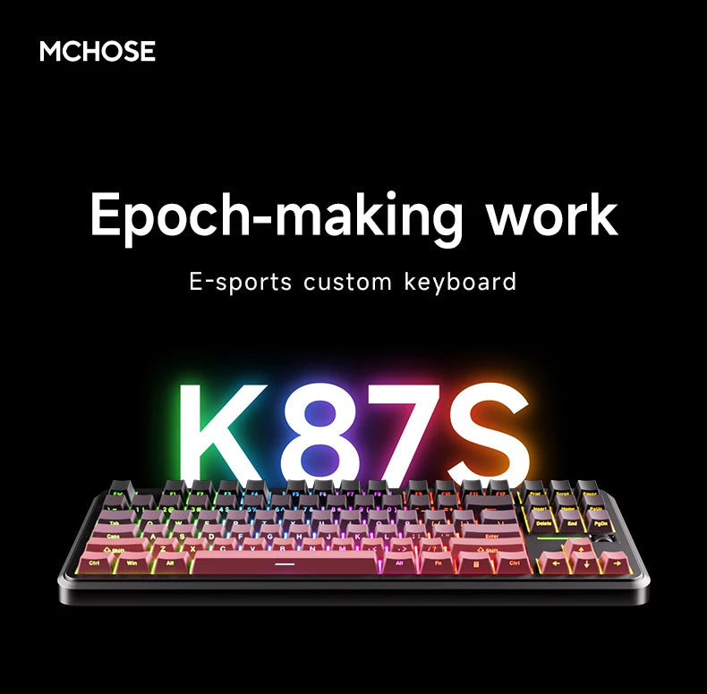 MCHOSE K87S Keyboard Three Model Mechanical Magnetic Knob Control Gaming  Hot Swappable Custom Keyboard For Laptop PC