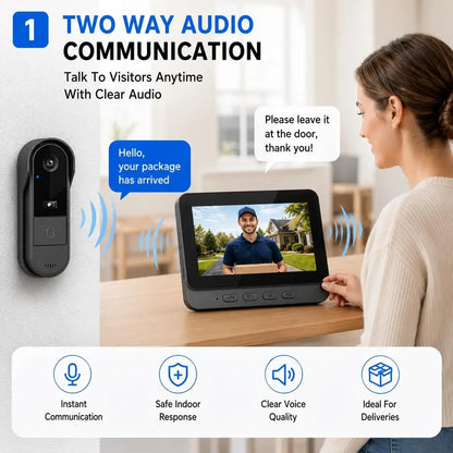 Waterproof Smart 2.4G Wireless Doorbells Video Intercom Camera Inteligente Night Vision 4.3inch Screen For Security Home