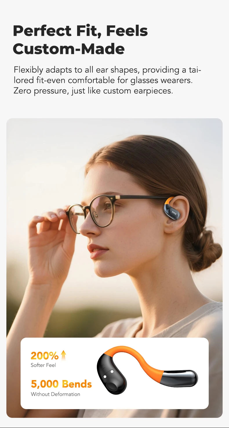 HTC NE12 Bluetooth Earphones AI Translator Earbuds OWS Sport Headphones  HD Call Wireless Headphones Glowing Earhook Longlife