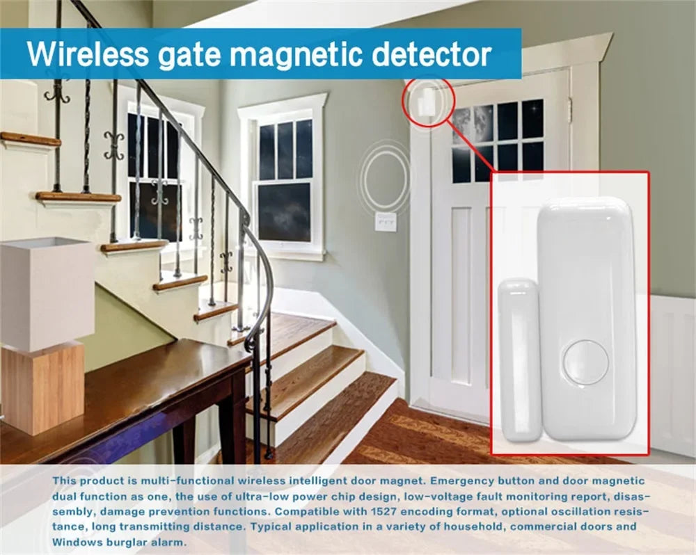 PGST 433 MHz Wireless Door Detector, Home Security Smart Window Anti-Theft Door Window Sensor, Used to Detect Open Doors, PE-67