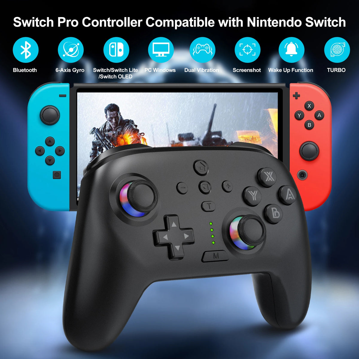 Switch Controllers, Wireless Switch Pro Controller Compatible with Switch/Switch Lite/Switch OLED, Programming Pro Controller Su