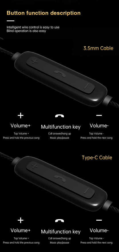 ND Venus Type C/3.5mm Wired Headphones Dynamic Drive HiFi Bass Stereo Music Earphones Noise Cancelling Game Headset For Phone PC