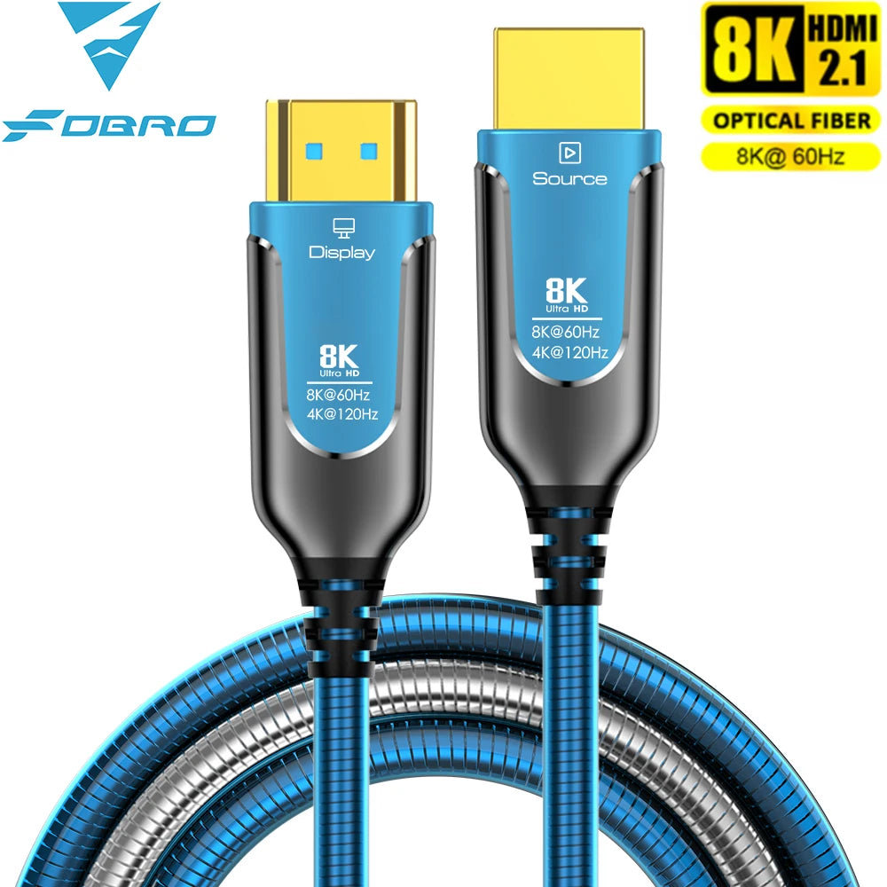 8K Armored HDMI Fiber Optic Cable 48Gbps 8K 60Hz 120Hz Ultra High Speed Armor HDMI 2.1 Cable Dynamic HDR EARC HDCP for HD TV Box
