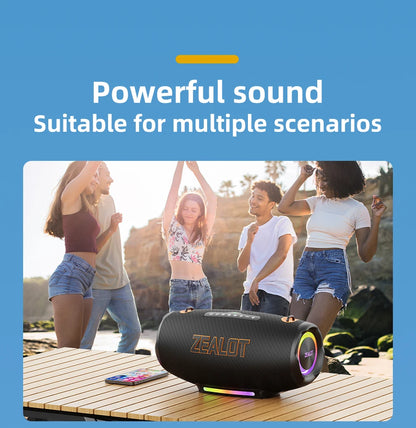 ZEALOT S127100W Powerful subwoofer Portable wireless speaker,24000mAh Battery,RGB Light,Great for Gift-Giving Birthday/Christmas