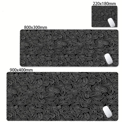 XXL Desk Mat Black And White Strata Liquid Mousepad Large Abstract Mouse Pad Gaming Deskmat With Lockedge Office Non-slip Carpet