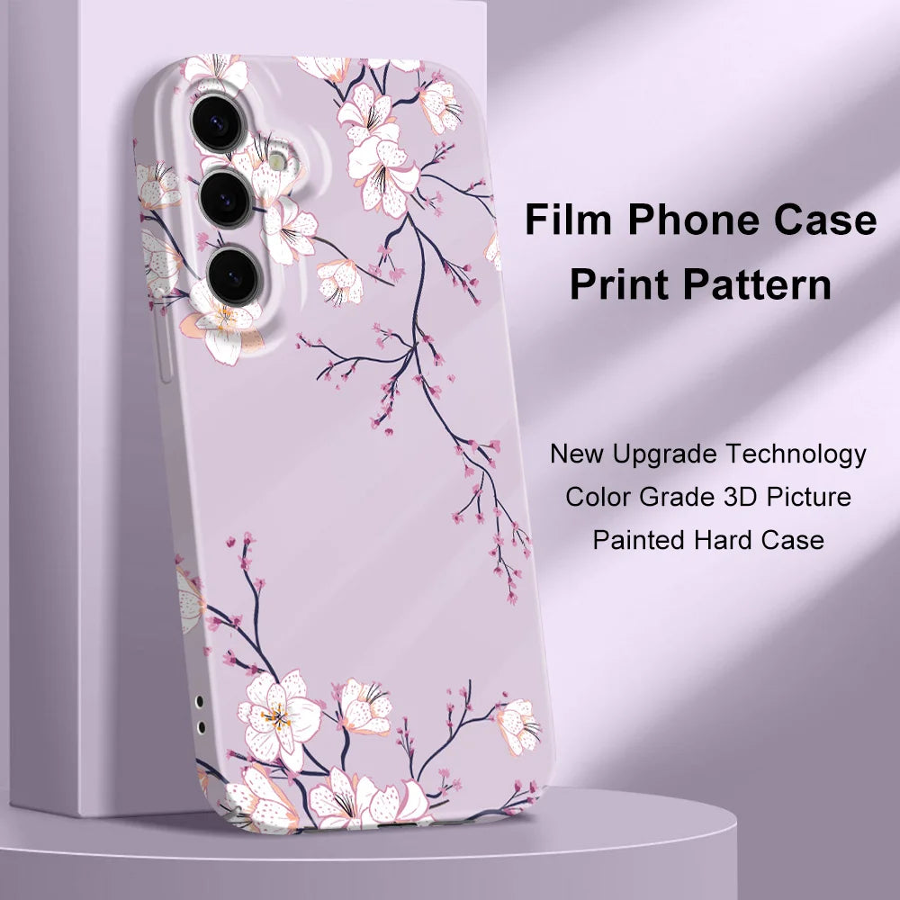 Fallen Plum Blossoms Phone Case For Samsung Galaxy S25 S24 S23 S22 S21 S20 Plus Ultra FE 5G Film Hard Cover