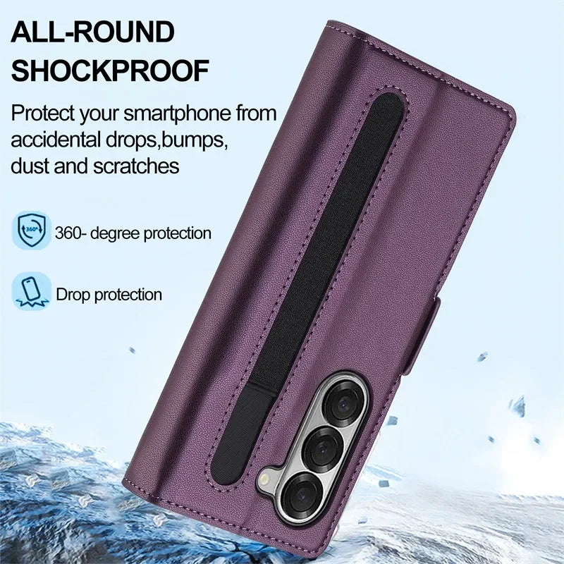Magnetic Flip Leather Phone Case for Samsung Galaxy Z Fold 8 Ultra7 6 5 4 3 5G Fold6 Fold5 Fold8 Wallet Card Cover Etui Coque