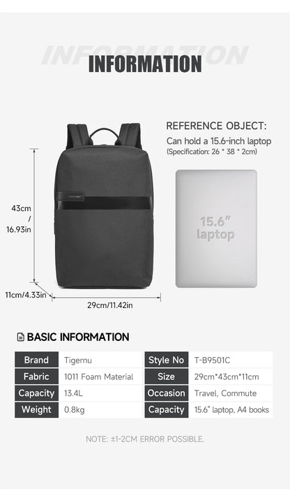 Tigernu Thin Backpack Men Laptop Backpack 15.6inch Bags College School Backpack Slim Backpack Male Travel Backpack USB Knapsacks