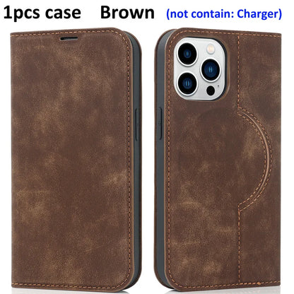 For Magsafe Wallet Leather Flip Case For iPhone 12 13 14 15 16 Pro Max mini Magnetic Wireless Charging Book Folio Cover