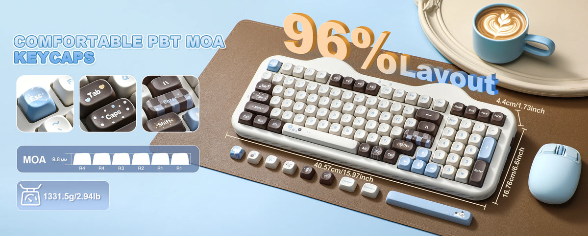 YUNZII C98 Wireless Mechanical Keyboard, 99-Key Hot Swap Gasket Keyboard with Numpad, Custom RGB Backlight,Cute Keeb for Win/Mac