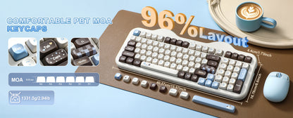 YUNZII C98 Wireless Mechanical Keyboard, 99-Key Hot Swap Gasket Keyboard with Numpad, Custom RGB Backlight,Cute Keeb for Win/Mac