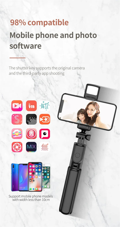 MEUYAG Magnetic Extendable Selfie Stick Tripod Holder Stand with Bluetooth Wireless Remote for Magsafe IPhone Android Monopod