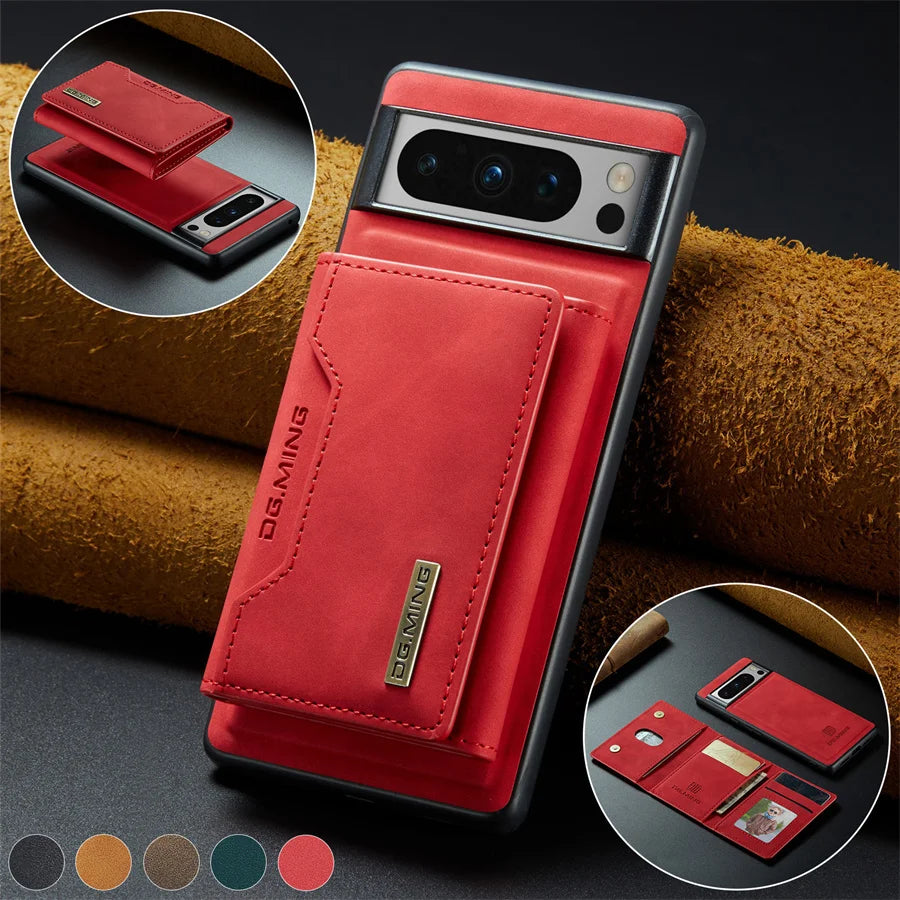 Luxury Magnetic Leather Wallet Case for Google Pixel 8 Pro 7 7A 6 6A Fold Pixel8 Pixel7 Kickstand Money Credit Card Holder Cover