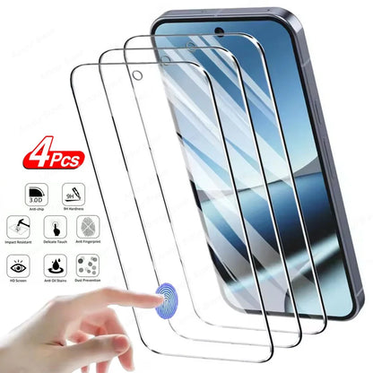 4PCS Screen Protector for Google Pixel 10 9 8 Pro XL Protective Tempered Glass on Pixel 10A 9A 8A 7A 6A Clear Glass Film Cover