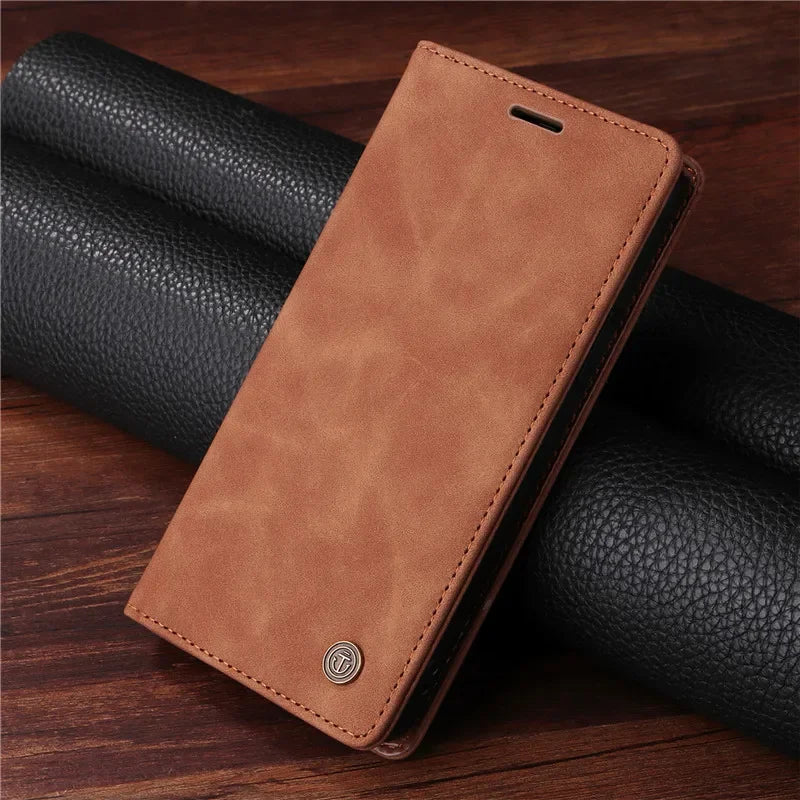 Leather Wallet Case For Samsung Galaxy S25 Edge S26 Plus S24 S23 S22 S21 FE S20 S10 S9 S8 Note 20 Ultra 10 Pro Flip Phone Cover