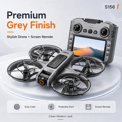 ZNLYRION S156 RC Drone 8K Dual Camera Quadcopter with 5.9-inch Screen Remote Brushless Motor Optical Flow Hovering 360° Protection WiFi FPV Remote Control Aircraft with Storage Bag 1 Battery