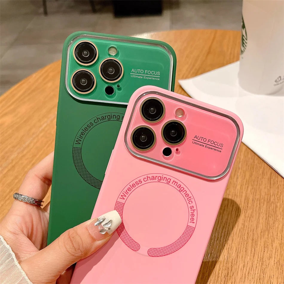 Large Window Autofocus Liquid Silicone For Magsafe Magnetic Case For iPhone 16 15 Plus 14 13 12 11 Pro Max Lens Shockproof Cover