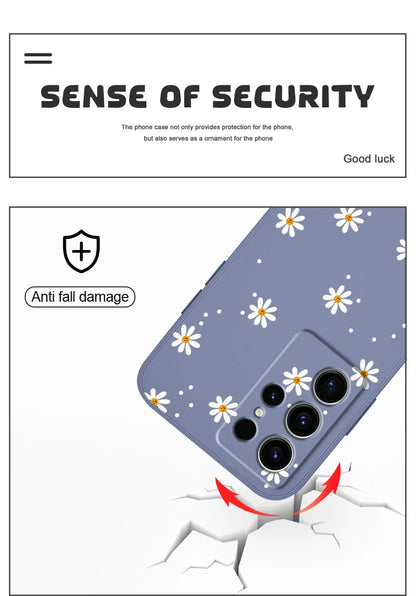 Smiling Daisy Phone Case For Samsung Galaxy S25 S24 S23 S22 S21 S20 S10 S10E Ultra Plus FE Note 20 Ultra Plus Cover