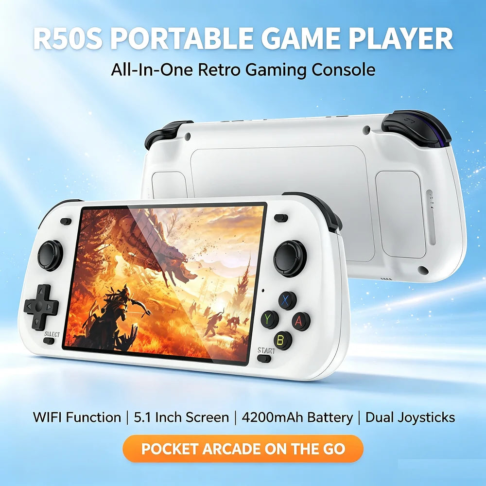 NEW R50S Consolas 5.1-inch 854*480 HD Screen Video Gaming Player 4200mAh Battery Retro Handheld Game Console Dropshipping
