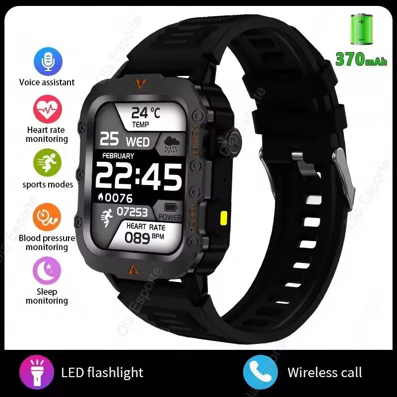 2026 New Rugged Military GPS Smart Watch Men Bluetooth Call Health Monitoring Sports 5ATM Waterproof Smartwatches Man Pk HT30