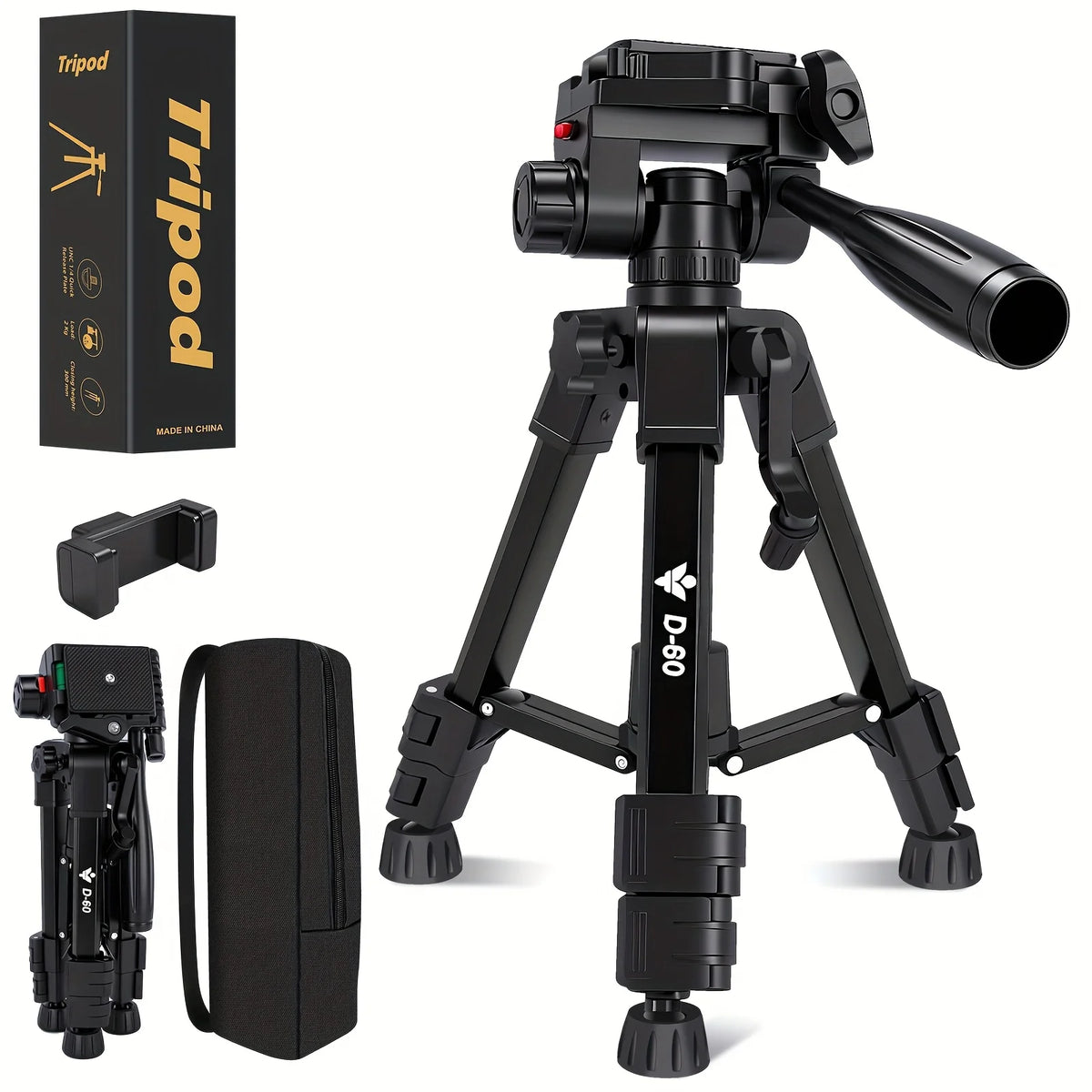 24.8 Inch Lightweight Tripod for Smartphone 360 Rotation Live Broadcast Vlogging and Micro Single Camera Photography