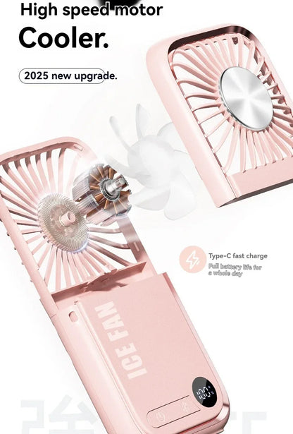 Summer Portable Ultra-thin Neck Small Fan F30 USB Charging Semiconductor Refrigeration Infinity Handheld Icing Fan