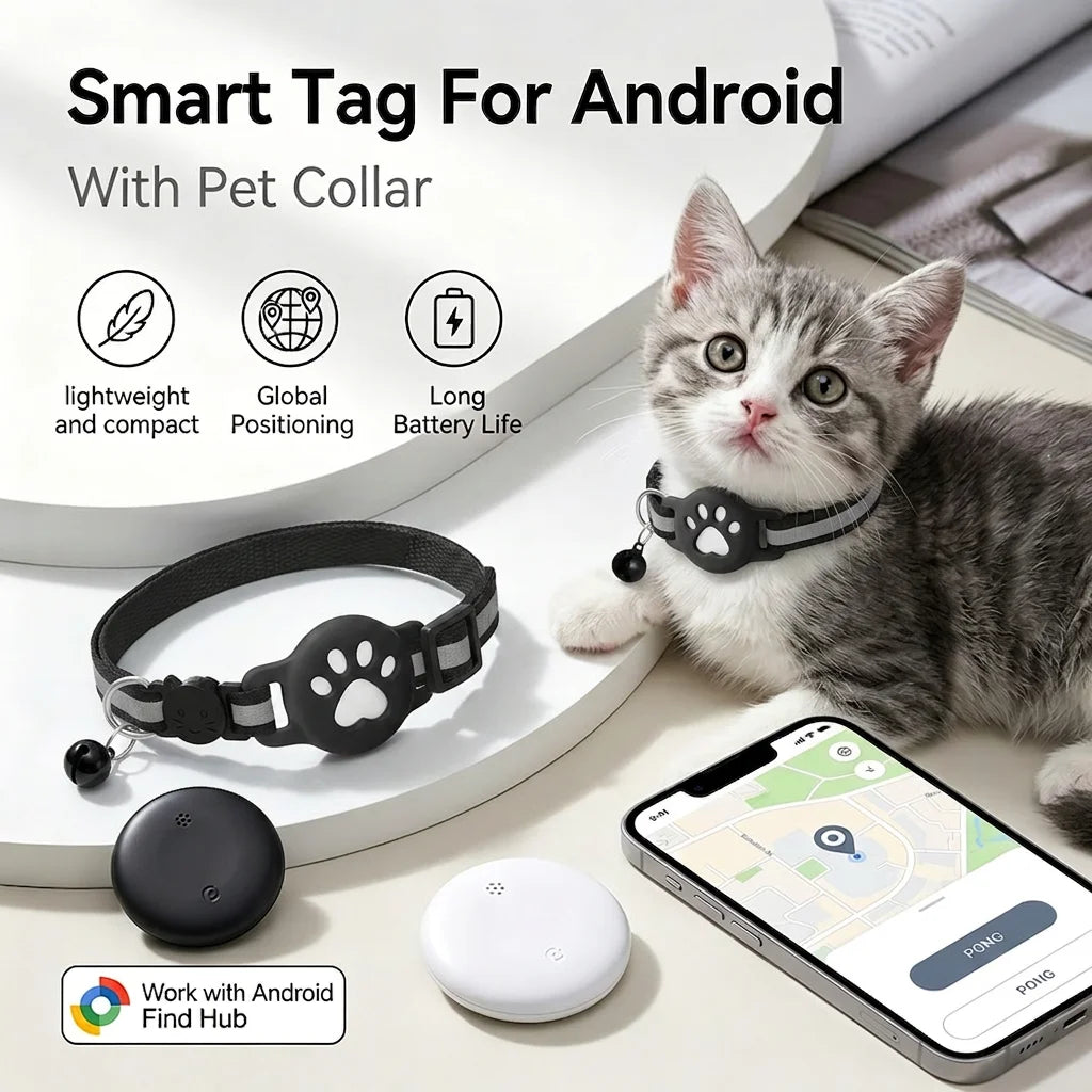 Smart Location Tag Works with Google Find Hub Android GPS Tracker With Cat Collar Item Finder Wallet Suitcase Pets Bag Luggage