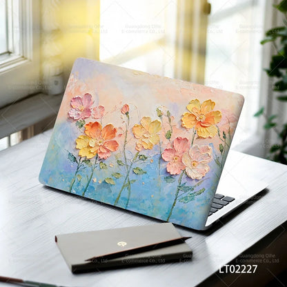 2 PCS Removable Flower Stickers for Laptop PVC Aesthetic Decals Self-Adhesive Peel Off No Residue Tablet Skin MacBook Skin