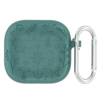 2025 New Flora Engraved Case for AirPods 4 Cover Shock-Proof Protective Silicone flower with Keychain for Apple Airpods 4 Case