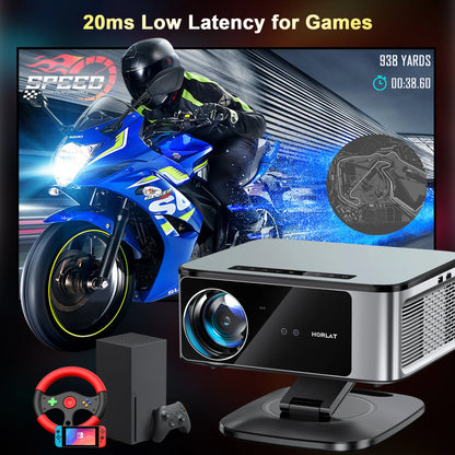 HORLAT 3200Ansi Lumens 4K Full HD Projector T10ULTRA 2G 32G Home Theater WiFi Android 14 Portable Smart TV Cinema Beam Projector