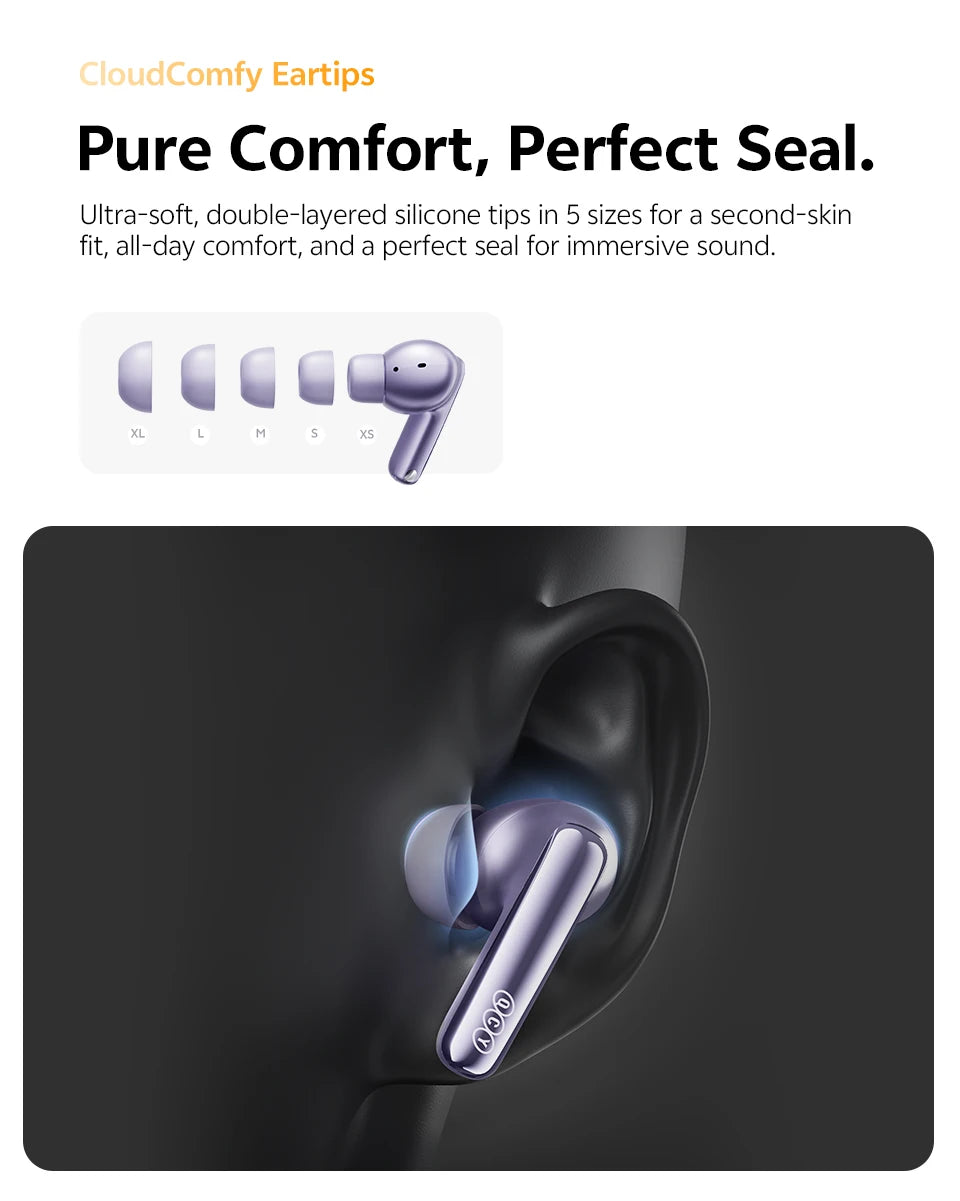 Ship From ES/PL/BR QCY HT18 MeloBuds N70 Wireless Earphones Bluetooth 6.0 Adaptive Hybrid ANC 6 Mics LDAC Hi-Res Audio Earbuds