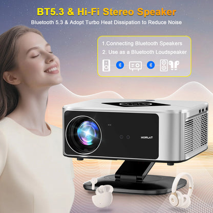 HORLAT 40000Lumens LCD Projector 3D Cinema LED Beamer Full HD 1080P 4K Video Auto Focus Keystone Home Theater 5G WiFi Proyector