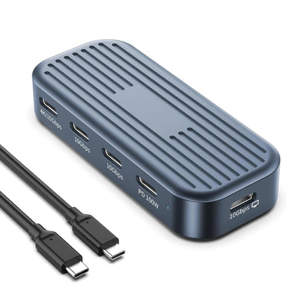 10Gbps USB C Hub with 4K@60Hz Video Output USB3.2 Gen2 Monitor Data Transfer PD100W for Laptops MacBook iPad Pro Type-C Devices