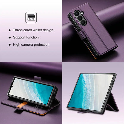Luxury Leather Wallet Cover for Samsung Galaxy Z Fold 7 5G 2025 Flip Case Magnetic Book Business ZFold 3 4 5 6 Fold7 RFID Cover