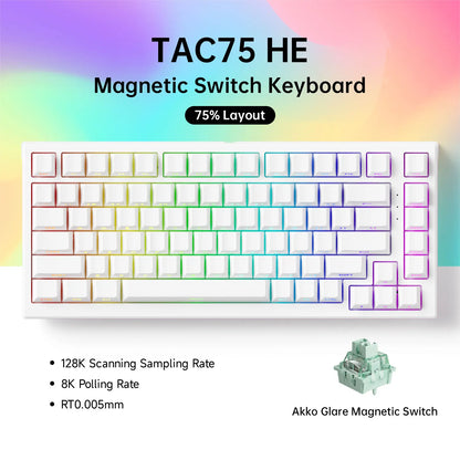 AKKO TAC75 HE Magnetic Switch Keyboard 75% Gaming Keyboards Rapid Trigger 0.005mm 8K RGB Wired Esports Custom Keyboard for Gamer
