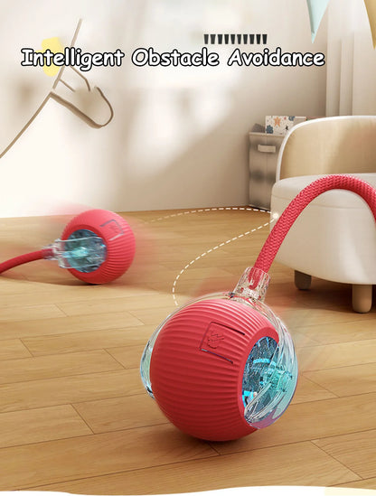 New Cat Interactive Ball Toy Automatic Rolling Ball Faux Tail Rechargeable Smart Pet Electric Toy Dog Cat Training Imitate Mouse