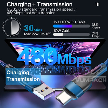 5A USB Type C Cable Wire For Samsung S10 S20 Xiaomi mi 11 Mobile Phone Fast Charging USB C Cable Type-C Charger  huawei Cables