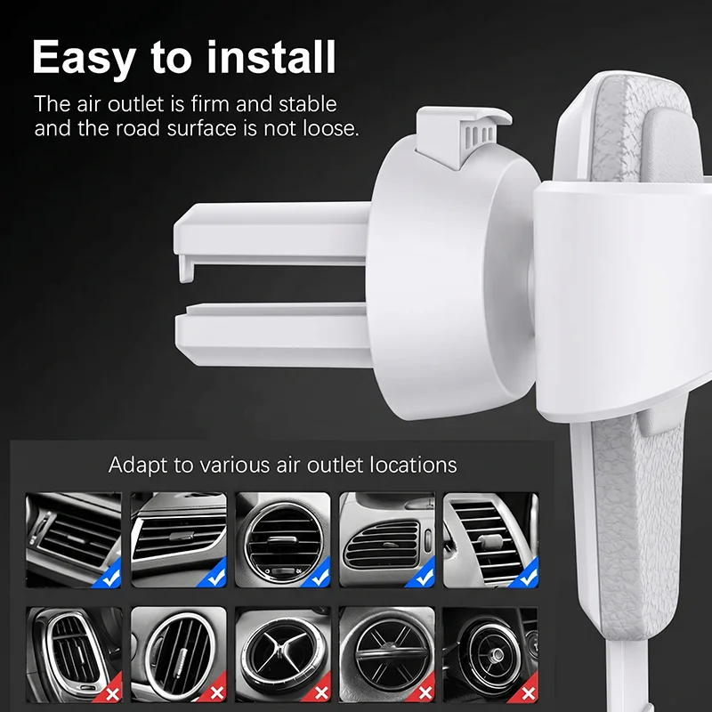 Car Air Vent Mount Auto Phone Holder Gravity Triangular Hold One Hand Operation For Cell Phones Navigation Car Phone Stand