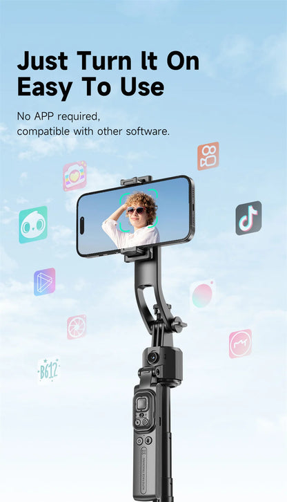 MEUYAG 1.62m AI Follow-Up Selfie Stick Fully Automatic With Bluetooth Remote Intelligent Anti Shake Pan Tilt Handheld Gimbal