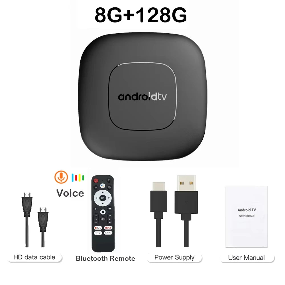 T1 Android 16 TV Box Support Dual Band Wifi BT5.4 8K HD Video Max Memory 128GB Voice Remote Suitable for Home TV Media Playback