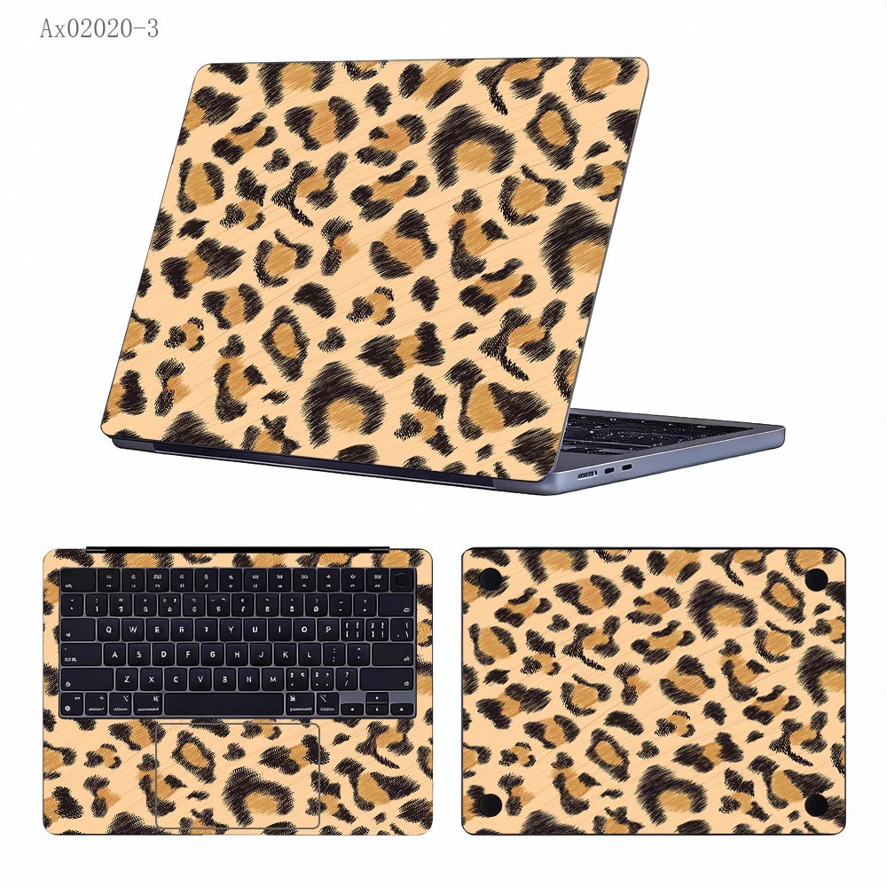2 pcs Aesthetic Light Leopard Laptop Stickers Set Self-Adhesive Removable Laptop Covers for MacBook Notebook Protective Skins