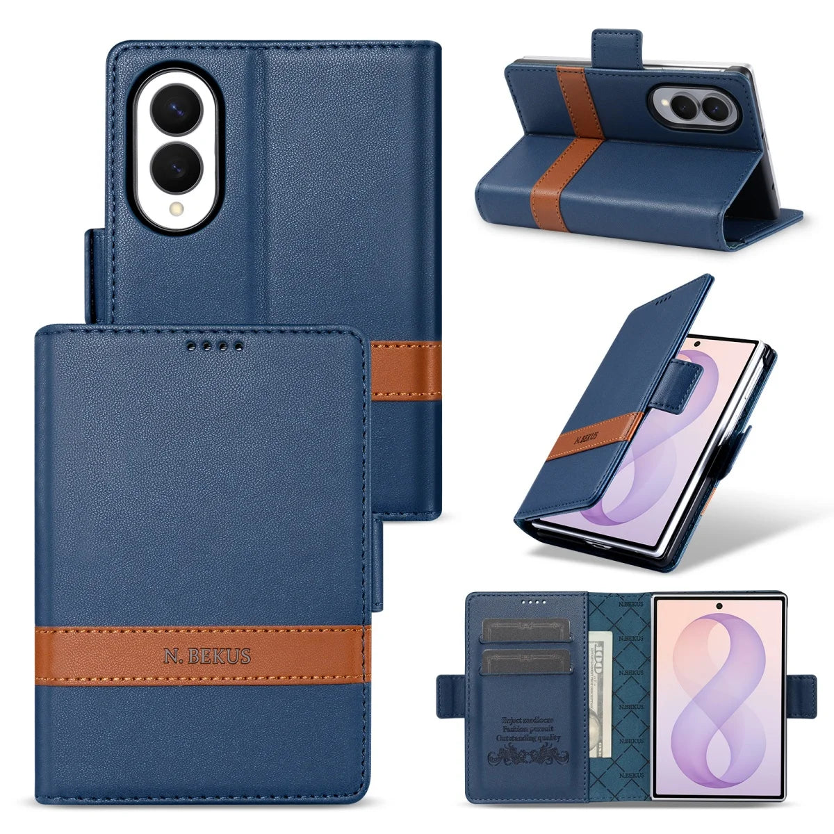 Business Luxury Leather RFID Wallet Card Solt Phone Case for Samsung Galaxy Z Fold8 Ultra Fold 4 5 6 7 8 Flip Protective Cover