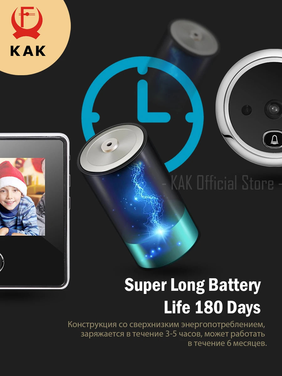 KAK 2.8" Electronic Door Viewer Camera Smart Peephole Doorbell Clear Night Vision Door Camera Photo Record Digital Door Viewer