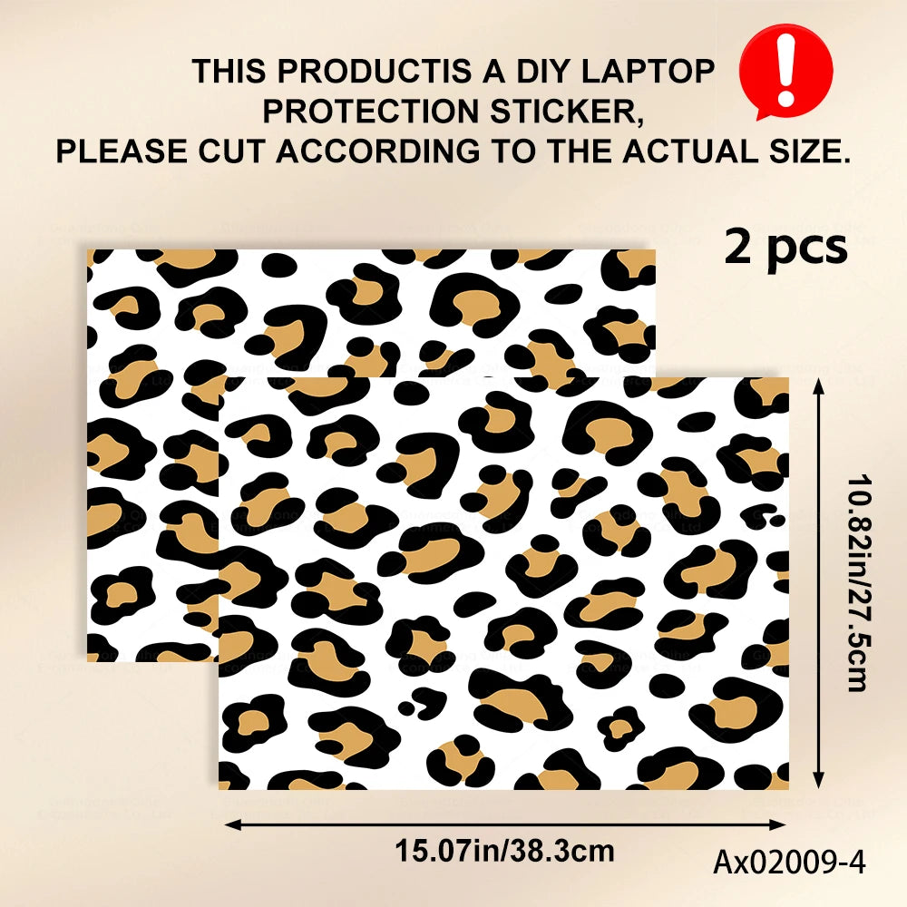 2 pcs Aesthetic Light Leopard Laptop Stickers Set Self-Adhesive Removable Laptop Covers for MacBook Notebook Protective Skins