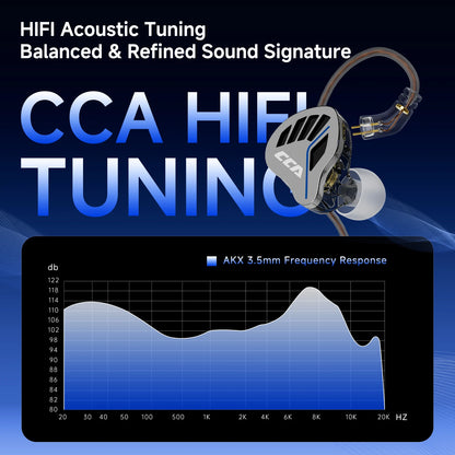 CCA-akx Wired In-Ear Headphones for Live Monitoring, High-Quality HiFi, 3.5mm Interface with Dedicated Anchoring.