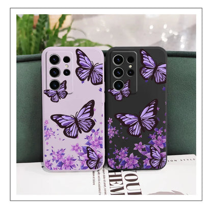 Dreamy Butterfly Phone Case For Samsung Galaxy S25 S24 S23 S22 S21 S20 Ultra FE S10 S10E Plus Note 20 Ultra Silicone Cover