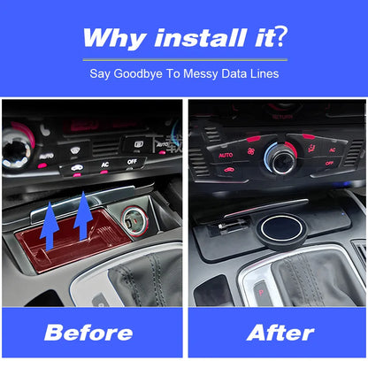 For Audi A4 B8/A5/RS4/RS5 2008-2015 Magnetic Car Wireless Charger with Expansion Cable Fast Cellphone Charging Adapter Parts