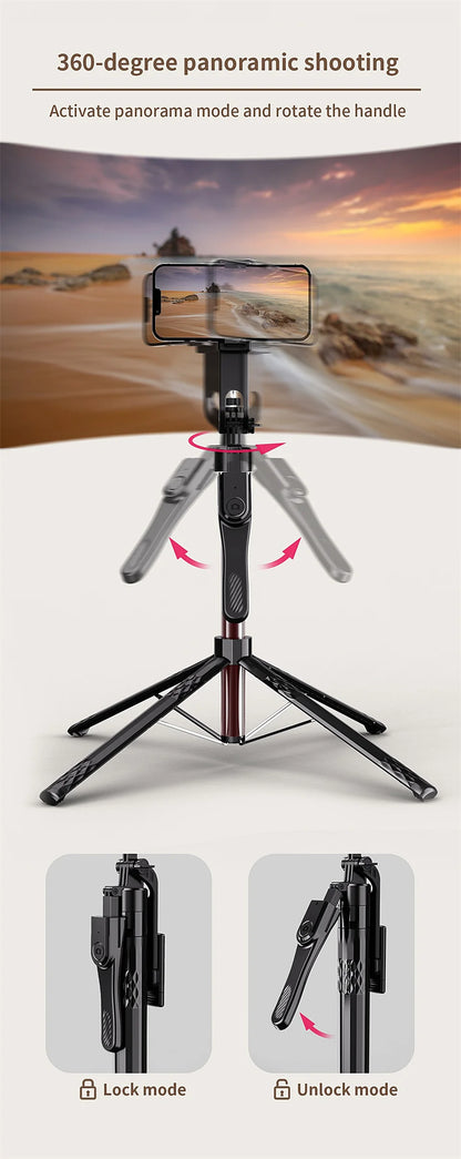 FANGTUOSI Long 185cm 360 Rotation Stabilizer, Selfie Stick Tripod for Smartphone Camera With Bluetooth Shutter for Live Video